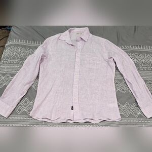 Faherty Laguna Button Down Linen Shirt In Wisteria Size Medium
